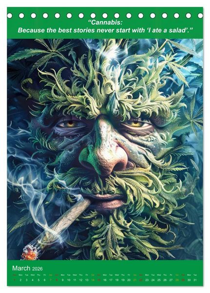 Produktbild: The funniest cannabis pictures and slogans (Desk Calendar 2026 DIN A5 portrait), CALVENDO 12 Month DeskCalendar