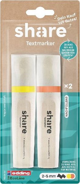 Produktbild: share Textmarker neongelb-neonorange 2er Set