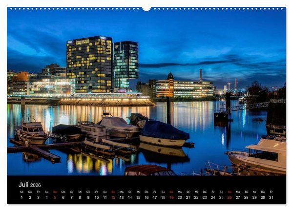 Produktbild: D&uuml;sseldorf - Ansichten am Abend (hochwertiger Premium Wandkalender 2026 DIN A2 quer), Kunstdruck in Hochglanz