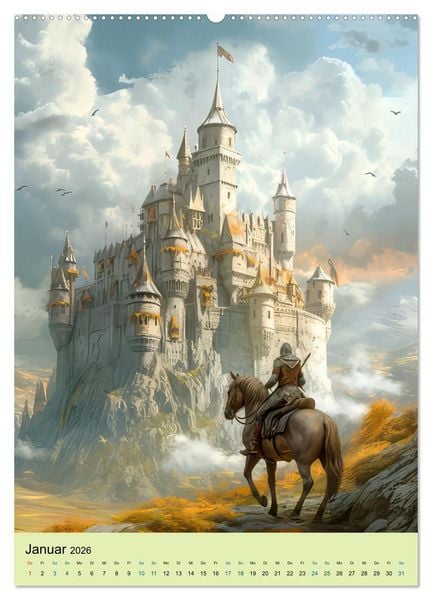 Produktbild: Drachen und stolze Ritter (hochwertiger Premium Wandkalender 2026 DIN A2 hoch), Kunstdruck in Hochglanz