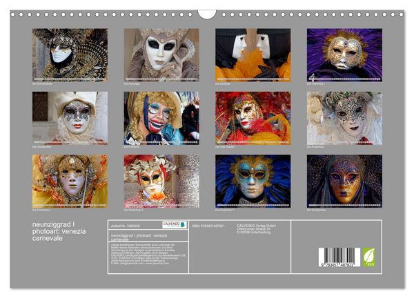 Produktbild: neunziggrad I photoart: venezia carnevale (Wandkalender 2026 DIN A3 quer), CALVENDO Monatskalender