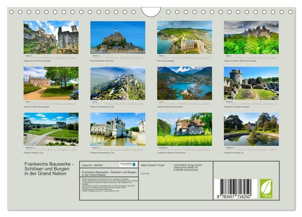 Produktbild: Frankeichs Bauwerke - Schl&ouml;ser und Burgen in der Grand Nation (Wandkalender 2026 DIN A4 quer), CALVENDO Monatskalender