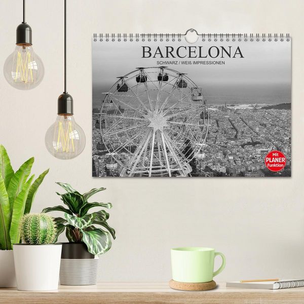 Produktbild: Barcelona Schwarz / Wei&szlig; Impressionen (Wandkalender 2026 DIN A4 quer), CALVENDO Monatskalender