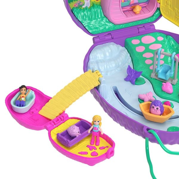 Produktbild: Polly Pocket Mama & Baby Igel Handtaschen-Spielset mit 2 Puppen & 16 Accessoir