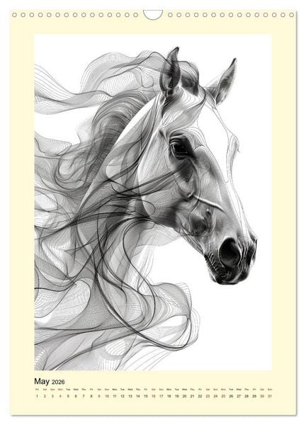 Produktbild: Sketchy Power Horses (Wall Calendar 2026 DIN A3 portrait), CALVENDO 12 Month Wall Calendar
