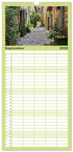 Produktbild: Familienplaner 2026 - Les Matelles - Mittelalterliches Kleinod mit 5 Spalten (Wandkalender, 21 x 45 cm) CALVENDO