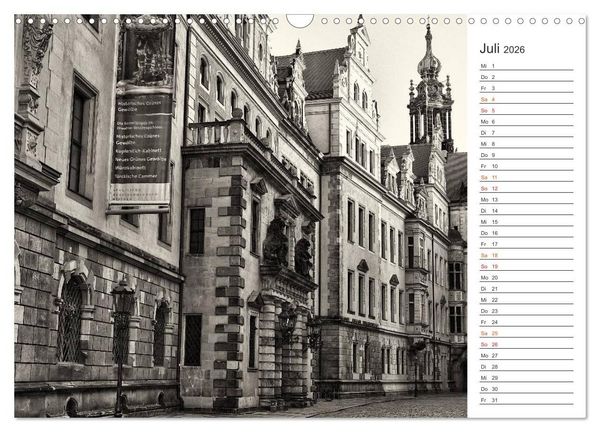 Produktbild: Dresden Schwarz-Wei&szlig; (Wandkalender 2026 DIN A3 quer), CALVENDO Monatskalender
