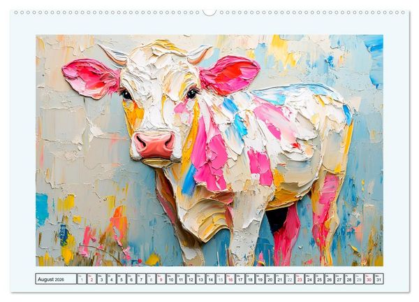 Produktbild: K&uuml;he im &Ouml;lgem&auml;lde-Stil. Ein Jahr mit lieblichen Tieren (hochwertiger Premium Wandkalender 2026 DIN A2 quer), Kunstdruck in Hochglanz