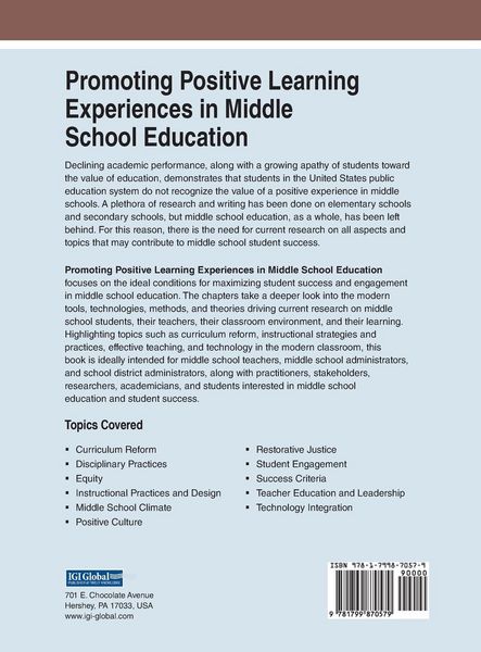 Produktbild: Promoting Positive Learning Experiences in Middle School Education