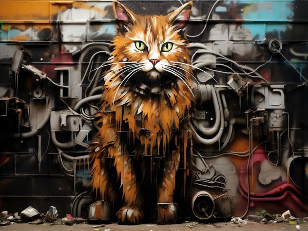 Produktbild: CALVENDO Puzzle Ein Motiv aus dem Kalender "Graffiti Katzen" | 1000 Teile Lege-Gr&ouml;&szlig;e 64x48cm Foto-Puzzle f&uuml;r gl&uuml;ckliche Stunden