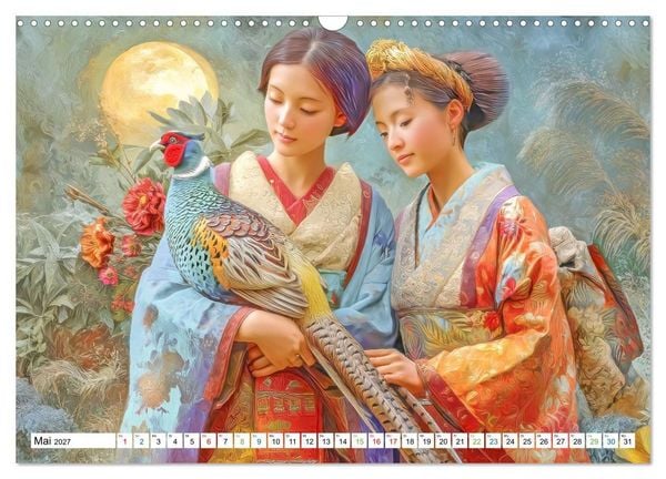 Produktbild: Japanisch inspirierte Werke - Mit Japans traditionellen Tieren (Wandkalender 2027 DIN A3 quer), CALVENDO Monatskalender