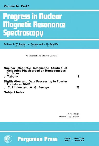 Produktbild: Progress in Nuclear Magnetic Resonance Spectroscopy