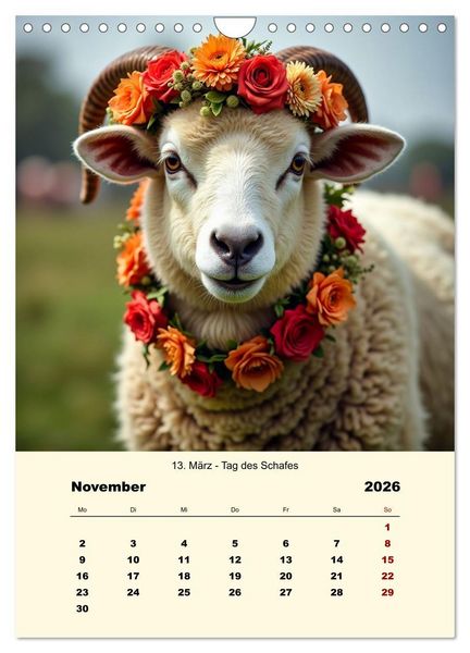 Produktbild: Blumenbekr&auml;nzte Haustiere zu ihrem Feiertag (Wandkalender 2026 DIN A4 hoch), CALVENDO Monatskalender