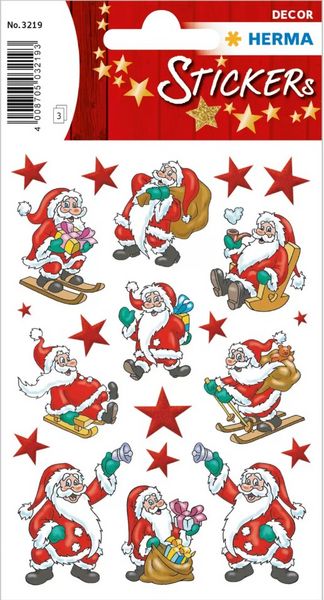 Produktbild: Herma Weihnachtssticker, 210 x Weihnachten Sticker mit Weihnachtsmann Schneemann Sterne...