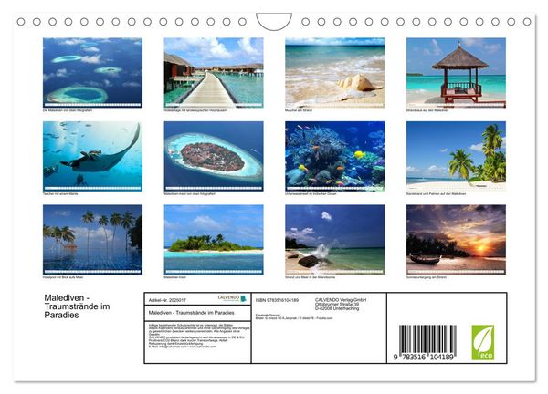 Produktbild: Malediven - Traumstr&auml;nde im Paradies (Wandkalender 2026 DIN A4 quer), CALVENDO Monatskalender