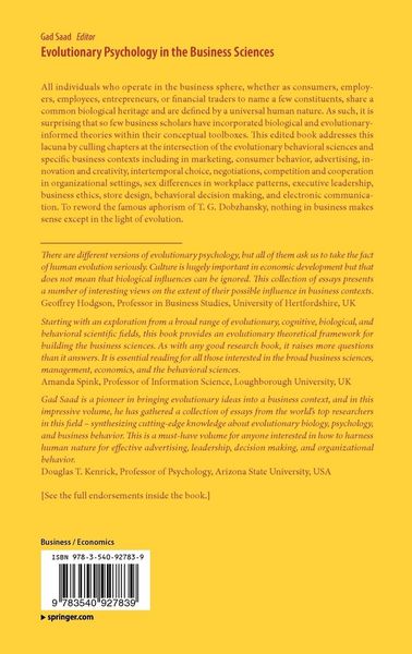 Produktbild: Evolutionary Psychology in the Business Sciences