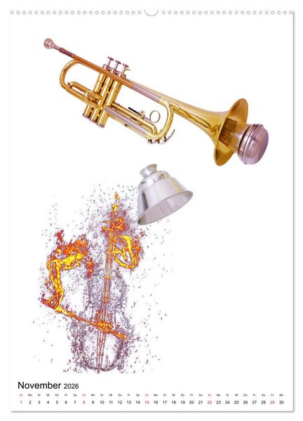Produktbild: Musik Blasinstrumente (Wandkalender 2026 DIN A2 hoch), CALVENDO Monatskalender