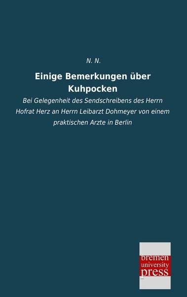 Produktbild: Einige Bemerkungen &uuml;ber Kuhpocken
