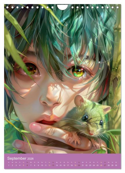 Produktbild: Manga Kinder - Unersch&uuml;tterliche Tierliebe (Wandkalender 2026 DIN A4 hoch), CALVENDO Monatskalender