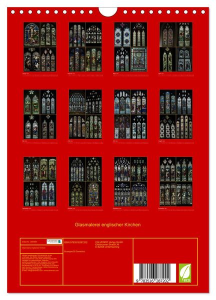 Produktbild: Glasmalerei englischer Kirchen (Wandkalender 2026 DIN A4 hoch), CALVENDO Monatskalender