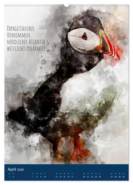 Produktbild: Exotische V&ouml;gel - Die Sch&ouml;nsten der Welt in Aquarell (Wandkalender 2026 DIN A2 hoch), CALVENDO Monatskalender