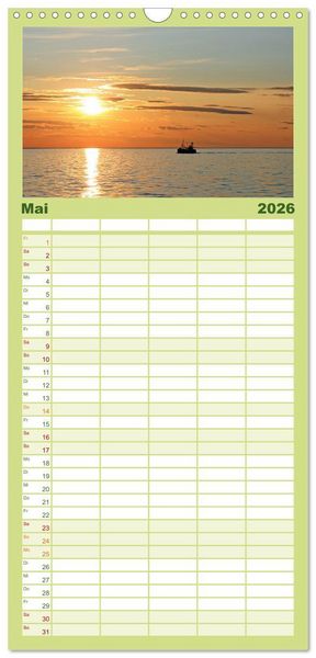 Produktbild: Familienplaner 2026 - Meine kleine Auszeit mit 5 Spalten (Wandkalender, 21 x 45 cm) CALVENDO