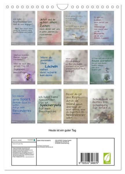 Produktbild: Heute ist ein guter Tag (Wandkalender 2026 DIN A4 hoch), CALVENDO Monatskalender