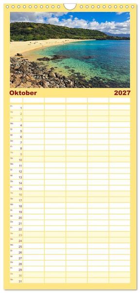 Produktbild: Familienplaner 2027 - Hawaii - Eindr&uuml;cke von Big Island, Kauai & Oahu mit 5 Spalten (Wandkalender, 21 x 45 cm) CALVENDO