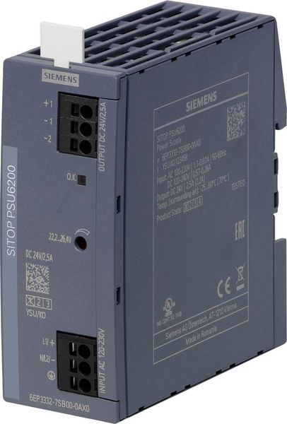 Siemens 6EP33327SB000AX0 Netzteil / Stromversorgung 24 V 2.5 A 60 W Anzahl Ausgänge:1 x Inhalt 1 St.