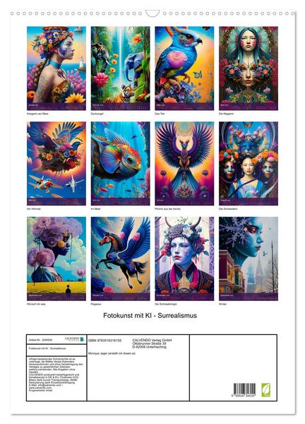 Produktbild: Fotokunst mit KI - Surrealismus (Wandkalender 2026 DIN A2 hoch), CALVENDO Monatskalender