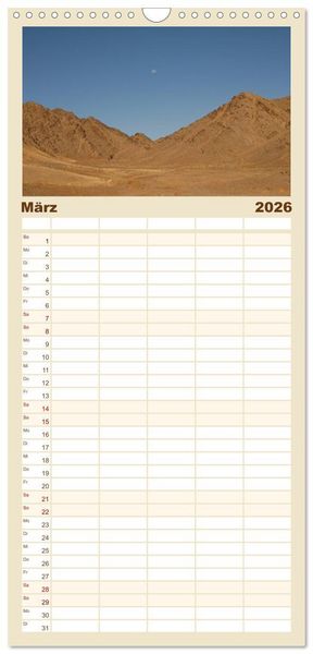 Produktbild: Familienplaner 2026 - W&uuml;ste Gobi mit 5 Spalten (Wandkalender, 21 x 45 cm) CALVENDO