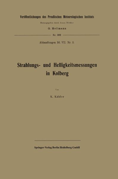 Produktbild: Strahlungs- und Helligkeitsmessungen in Kolberg