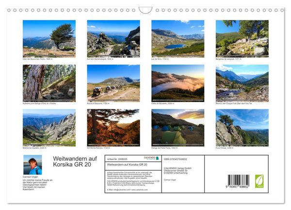 Produktbild: Weitwandern auf Korsika GR 20 (Wandkalender 2026 DIN A3 quer), CALVENDO Monatskalender