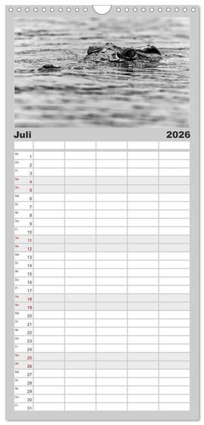 Produktbild: Familienplaner 2026 - Afrika Schwarz - Weiss mit 5 Spalten (Wandkalender, 21 x 45 cm) CALVENDO