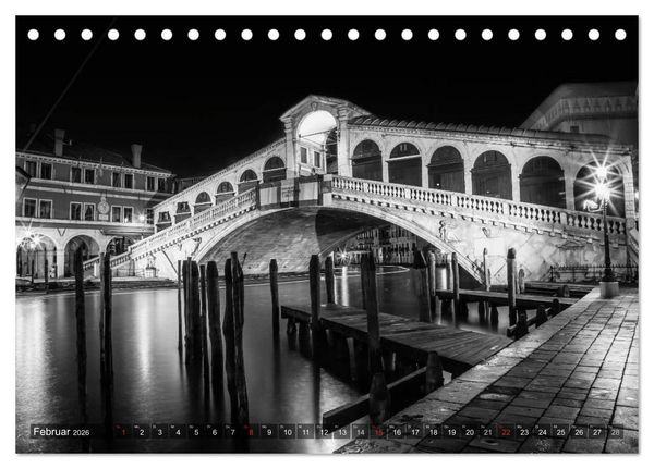 Produktbild: Leuchtendes Venedig &hellip;in monochrom (Tischkalender 2026 DIN A5 quer), CALVENDO Monatskalender