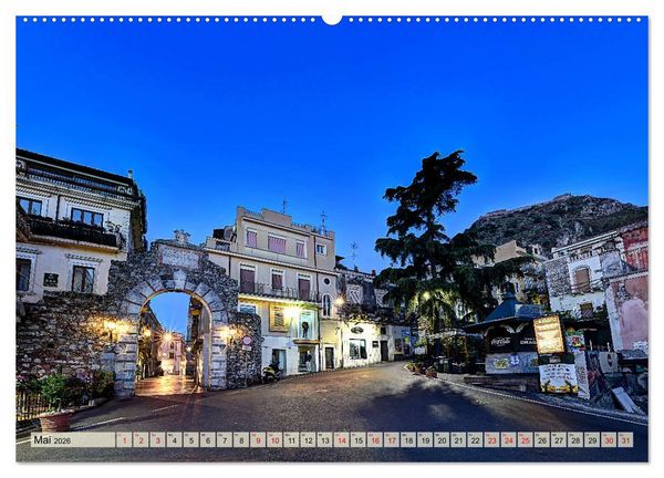 Produktbild: Taormina zur blauen Stunde (hochwertiger Premium Wandkalender 2026 DIN A2 quer), Kunstdruck in Hochglanz