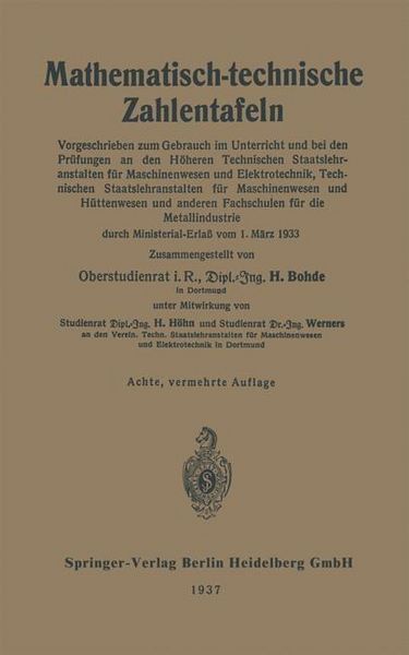 Produktbild: Mathematisch-technische Zahlentafeln