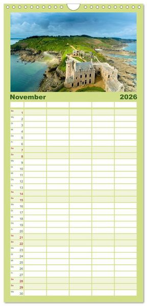 Produktbild: Familienplaner 2026 - Die Sch&ouml;nheit der Bretagne mit 5 Spalten (Wandkalender, 21 x 45 cm) CALVENDO