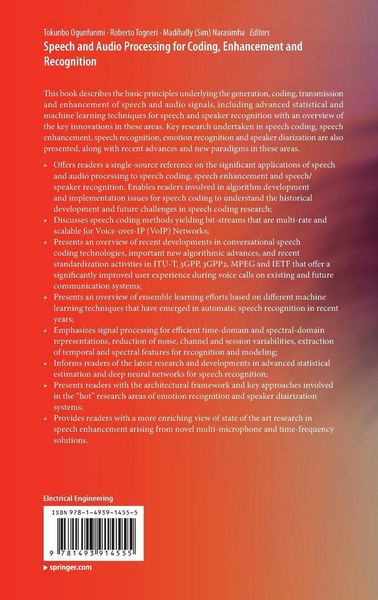 Produktbild: Speech and Audio Processing for Coding, Enhancement and Recognition