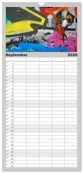 Produktbild: Familienplaner 2026 - Street-Art 2026 mit 5 Spalten (Wandkalender, 21 x 45 cm) CALVENDO