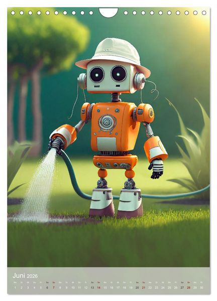 Produktbild: RoboLife - Niedliche Blechfreunde im Alltag (Wandkalender 2026 DIN A4 hoch), CALVENDO Monatskalender