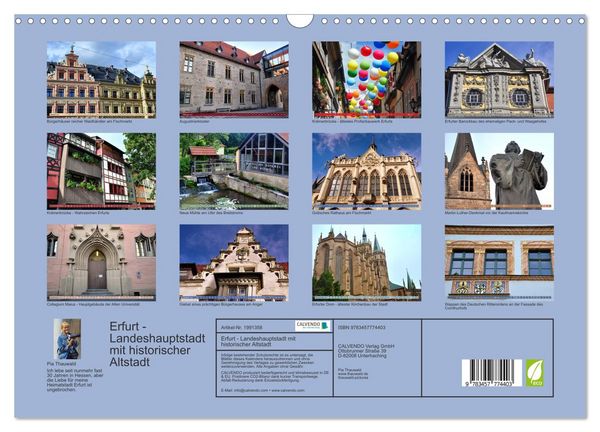 Produktbild: Erfurt - Landeshauptstadt mit historischer Altstadt (Wandkalender 2026 DIN A3 quer), CALVENDO Monatskalender