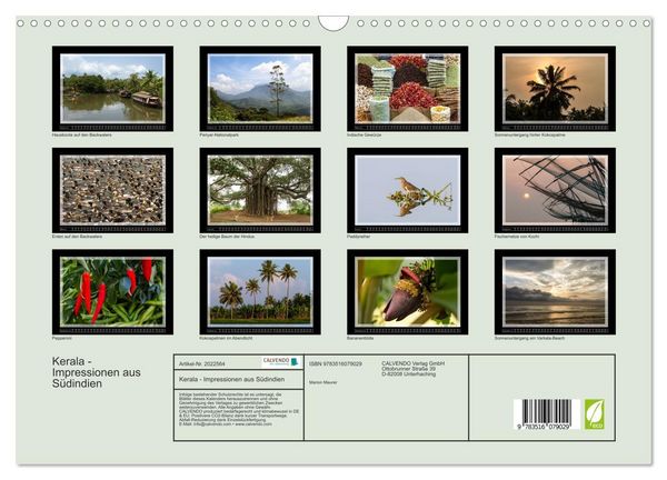 Produktbild: Kerala - Impressionen aus S&uuml;dindien (Wandkalender 2026 DIN A3 quer), CALVENDO Monatskalender