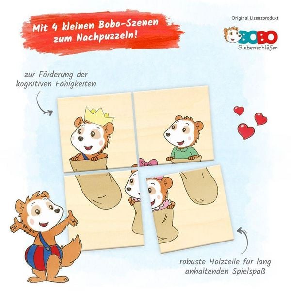 Produktbild: Tr&ouml;tsch Bobo Siebenschl&auml;fer Erster Puzzlespa&szlig; Holzpuzzle
