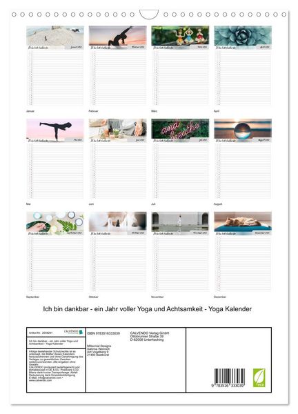 Produktbild: Ich bin dankbar - ein Jahr voller Yoga und Achtsamkeit - Yoga Kalender (Wandkalender 2026 DIN A3 hoch), CALVENDO Monatskalender
