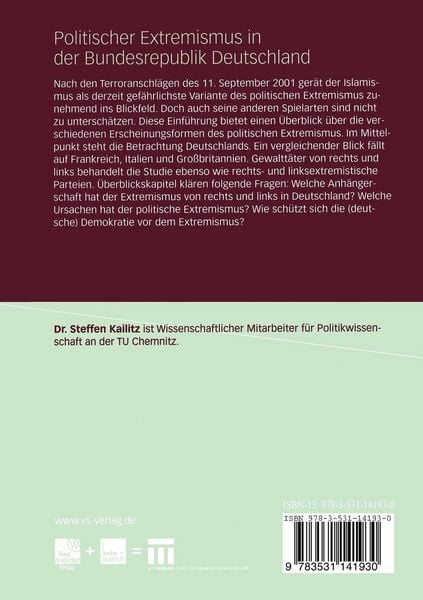 Produktbild: Politischer Extremismus in der Bundesrepublik Deutschland
