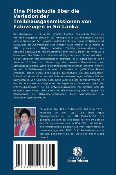 Produktbild: Eine Pilotstudie &uuml;ber die Variation der Treibhausgasemissionen von Fahrzeugen in Sri Lanka