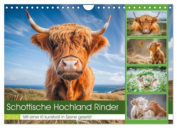 Schottische Hochland Rinder (Wandkalender 2026 DIN A4 quer), CALVENDO Monatskalender