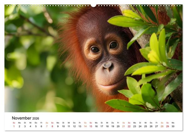 Produktbild: Orang Utans - Leben in den Baumkronen (Wandkalender 2026 DIN A2 quer), CALVENDO Monatskalender