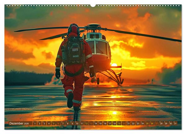 Produktbild: Im Bann der Rettung - Rettungshubschrauber (Wandkalender 2026 DIN A2 quer), CALVENDO Monatskalender